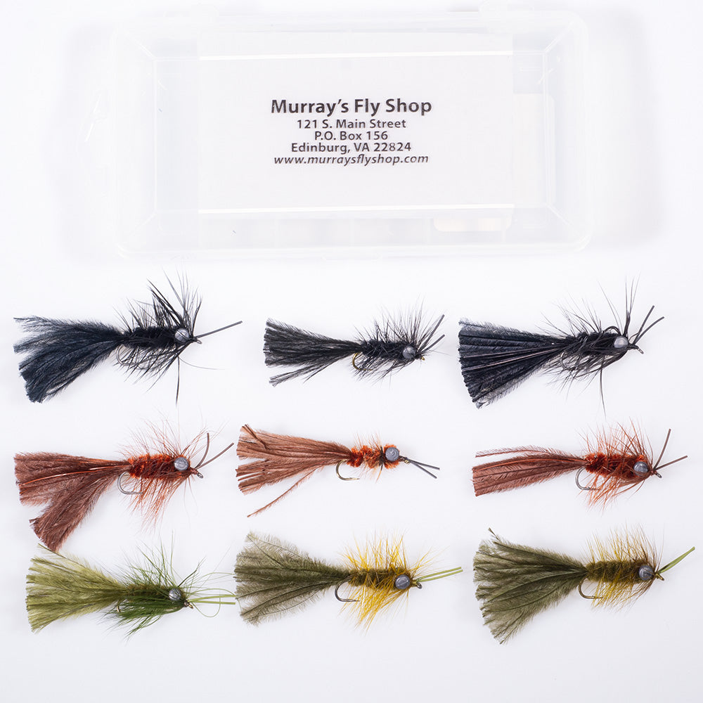 Murray's Heavy Hellgrammite Assortment with 9 proven patterns that attract smallmouth bass from Spring to October