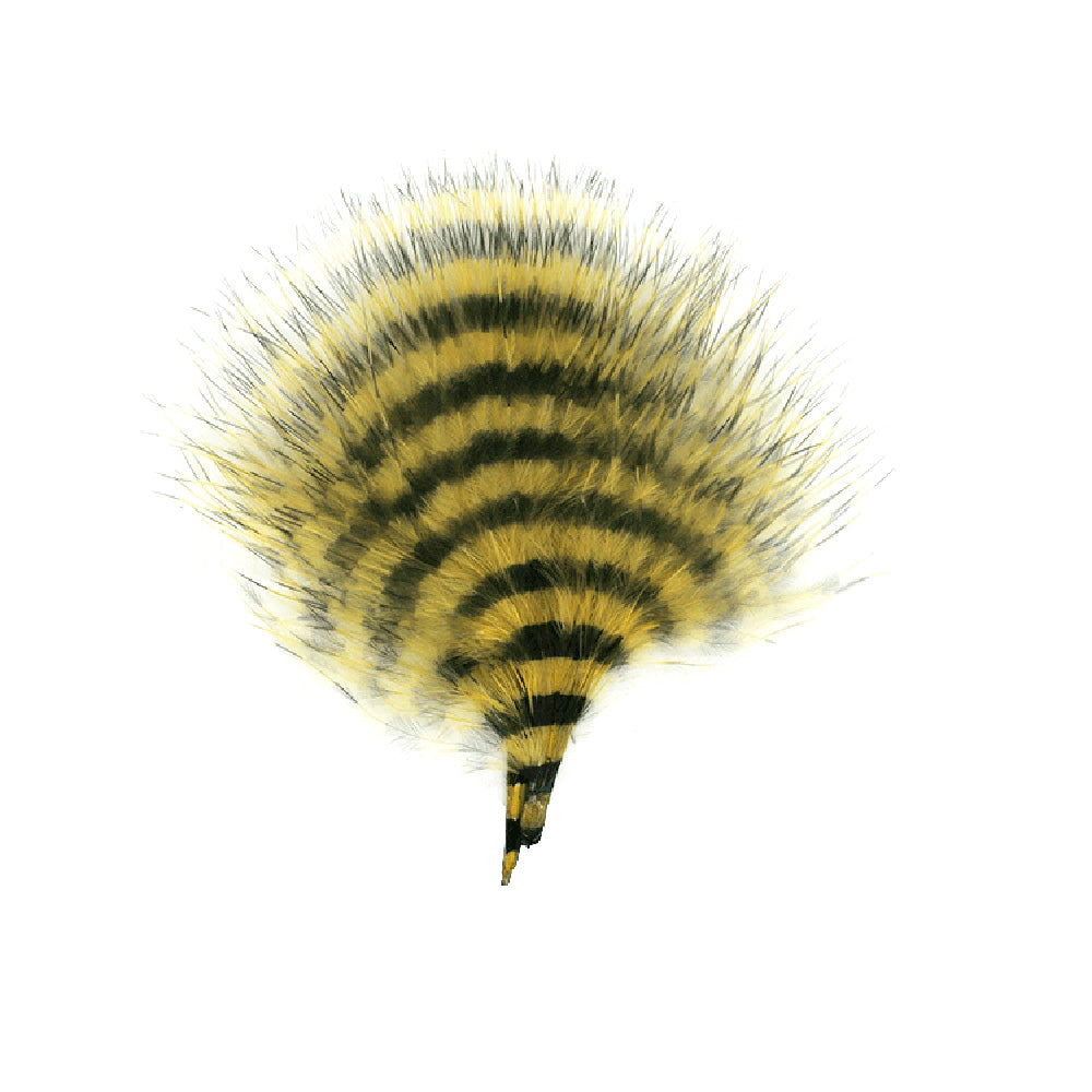 Barred Marabou fly tying feathers in Yellow with Black barring, 1/8 oz pack