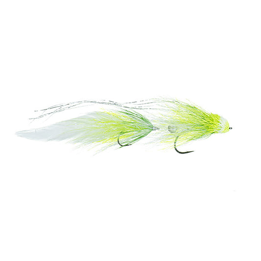CJ Sluggo articulated fly in chartreuse/white