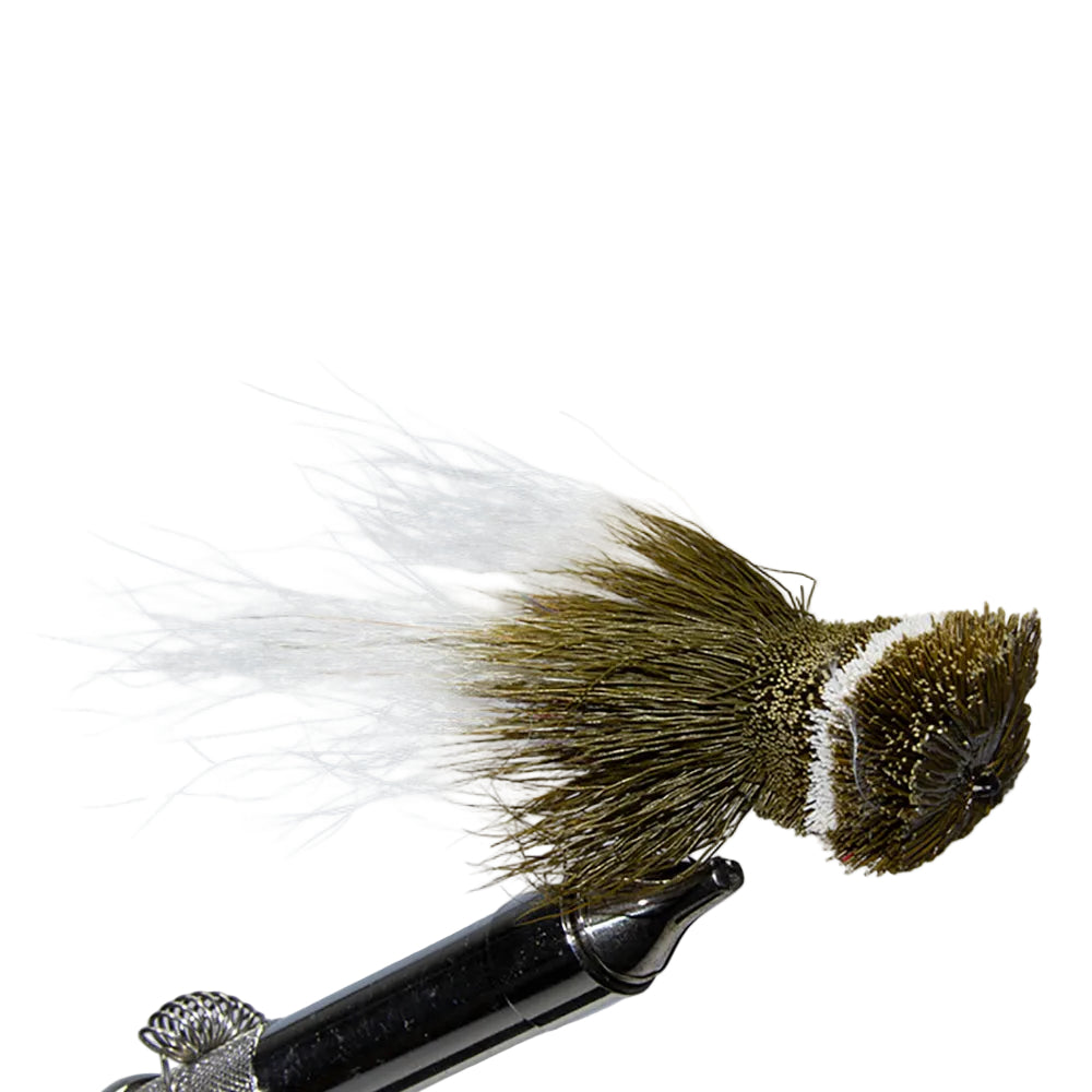 Cook's JJ Deer Hair Bass Bug in Olive/White size 4 is an excellent topwater smallmouth bass fly