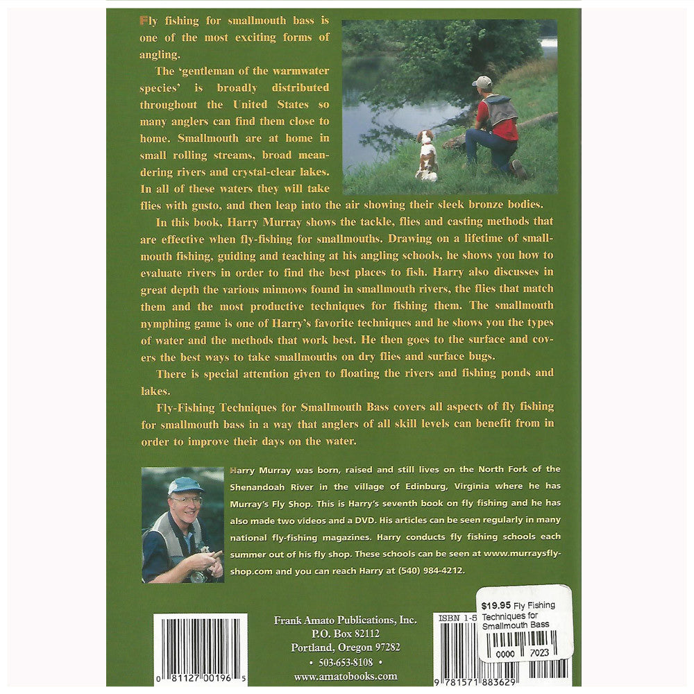 Fly Fishing Techniques for Smallmouth Bass Book showing the back cover - Murray's Fly Shop