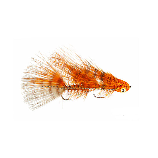 Galloups Barred Mini Dungeon articulated fly in crawdad orange