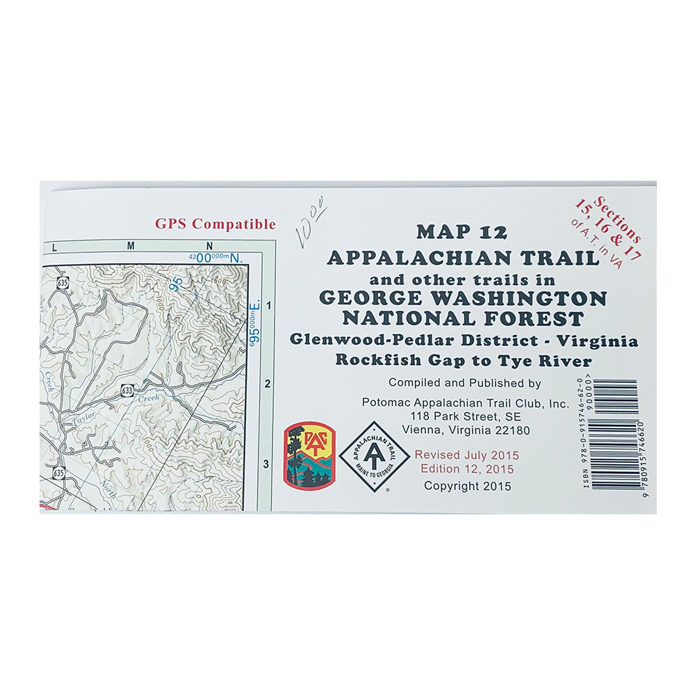 Map 12 Appalachian Trail Glenwood Pedlar District Rockfish Gap to Tye River