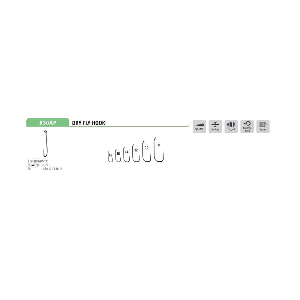 Mustage Heritage R30AP Dry Fly Hook Chart