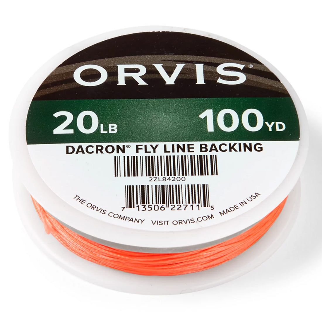 spool of Orvis Dacron Fly Line Backing in 20lb 100yds in orange