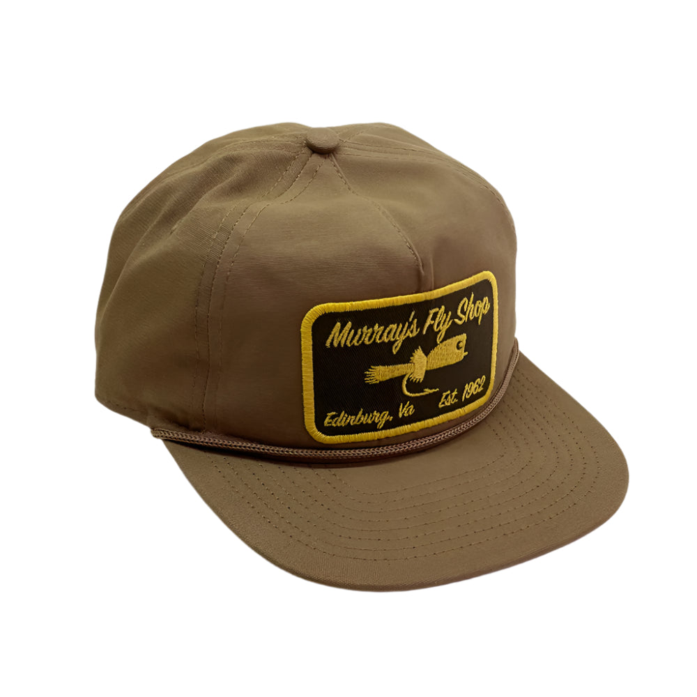 Ouray Ranger Rope Hat shown on a white background with Murray's Fly Shop Popping bug logo patch