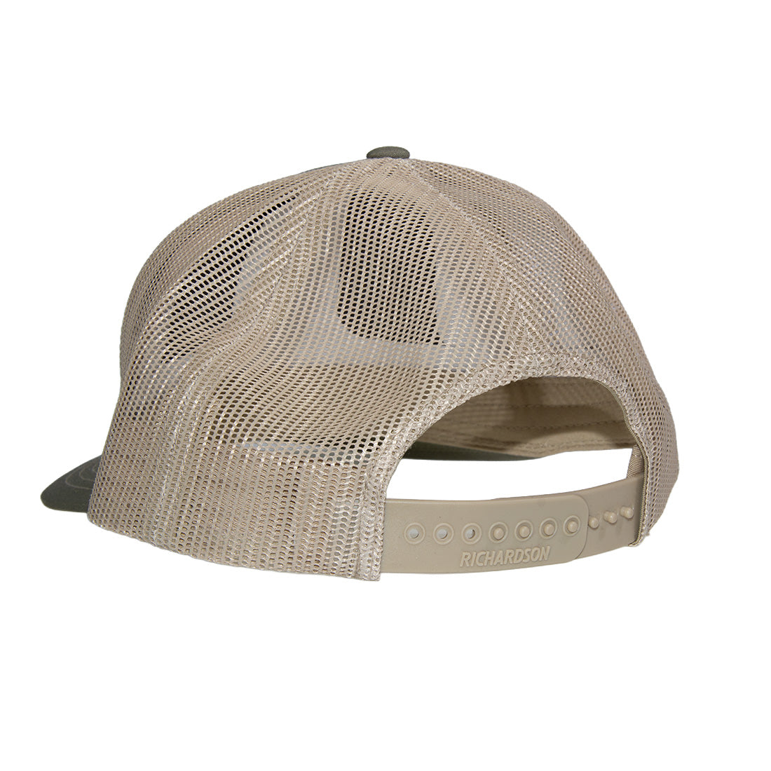 A Murray's Richardson 112 hat made of recycled materials showcasing the adjustable back for one size fits most.