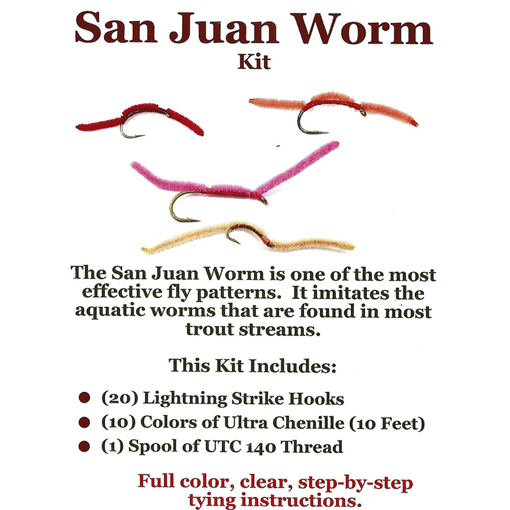 San Juan Worm Fishing Flies - 36 Piece Tri-Color Assortment On Size 14 Chemically Sharpened Hooks