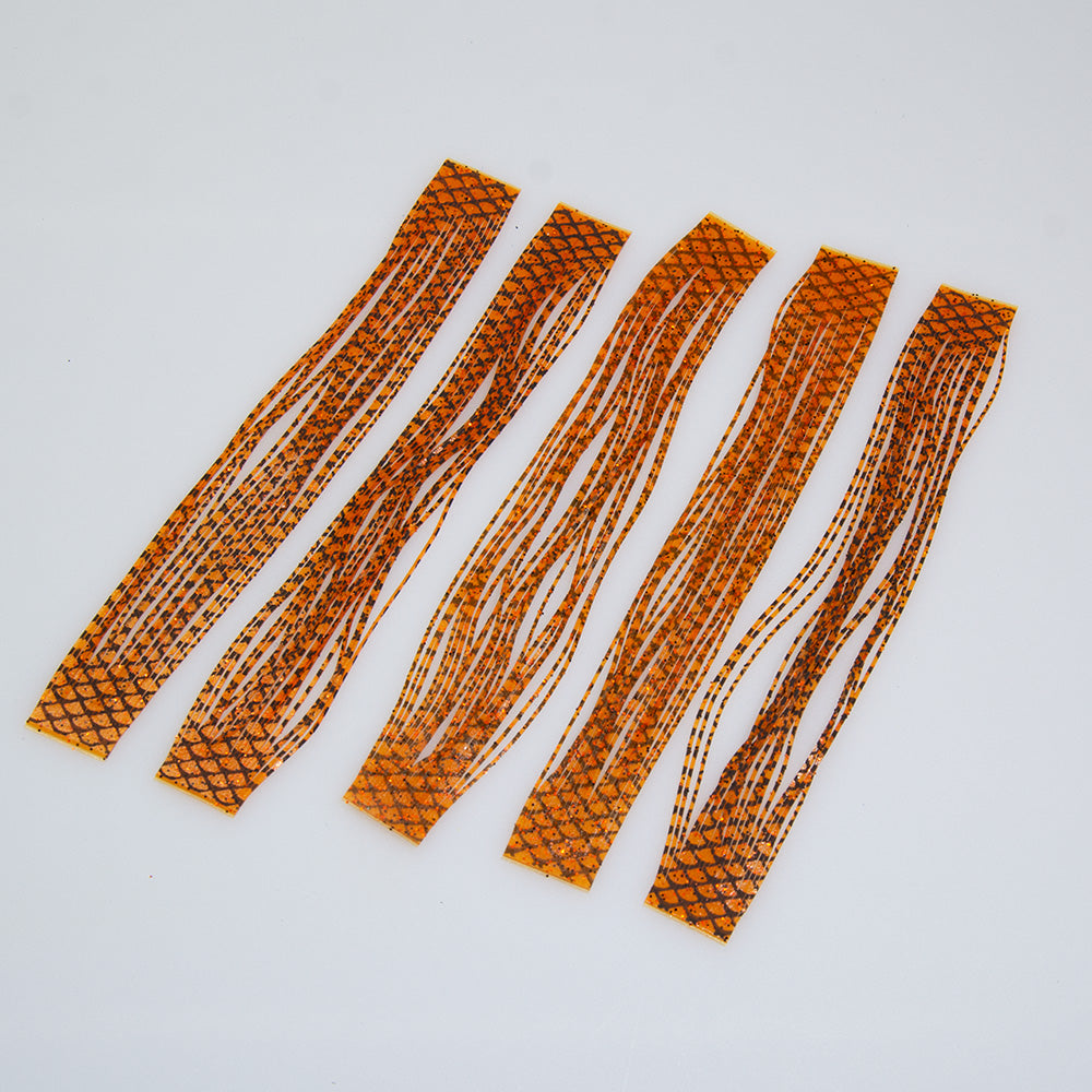 Sili Legs, barred in orange and black used for fly tying