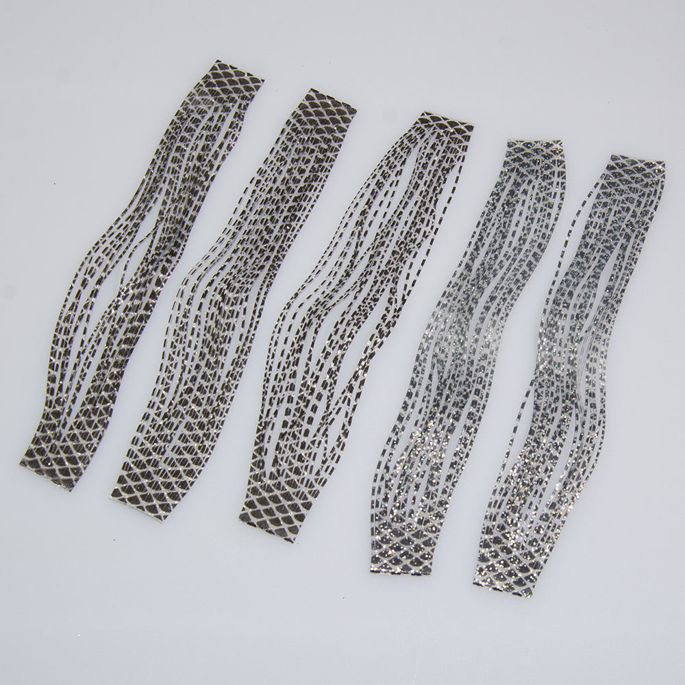 Sili Legs, Barred in clear/pearl used for fly tying