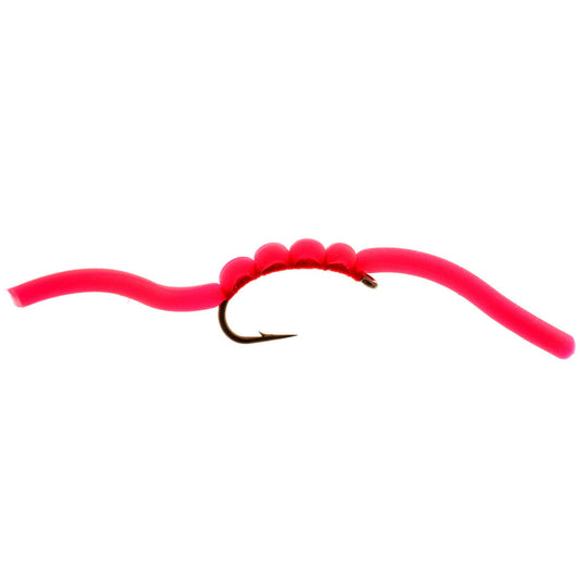 Squirmy Wormie in Blood red color for larger trout fishing
