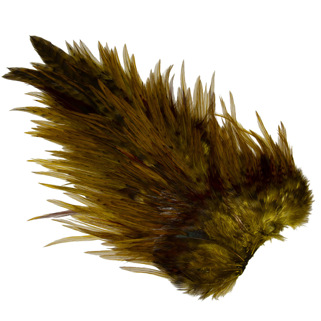 Indian Rooster Saddle patch for fly tying streamers and nymphs in olive color