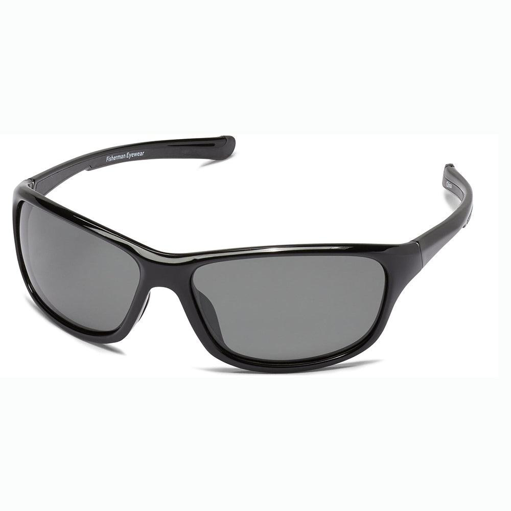 Polarized Sunglasses with gray lenses and black frame that are ideal for fishing