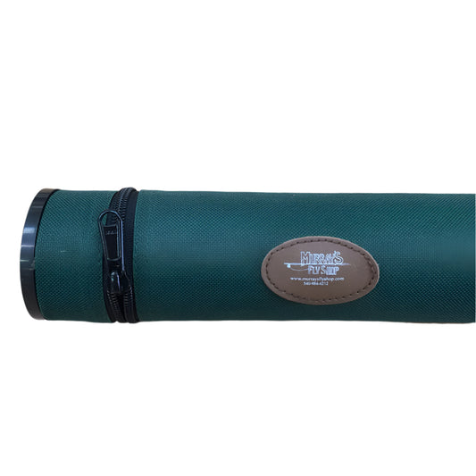 Fishing rod case with nylon covering and attached zippered lid