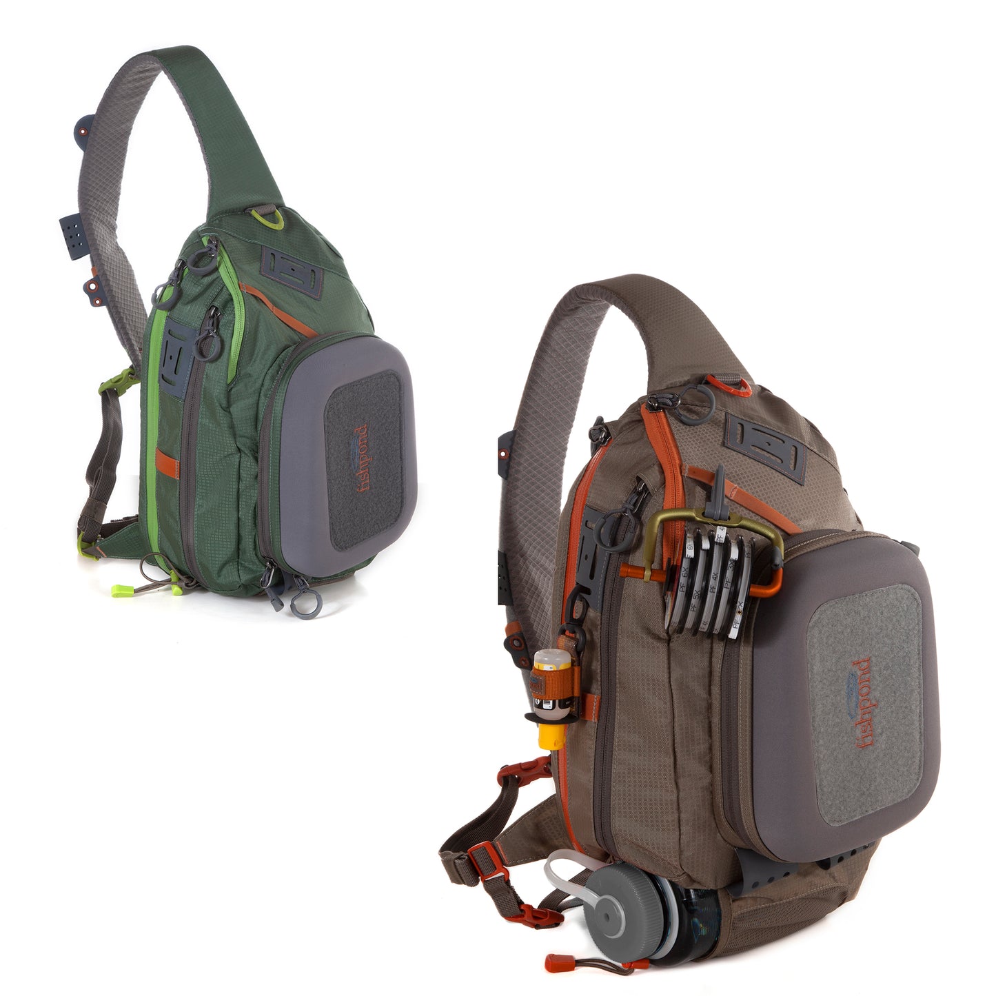 Fishpond Summit Sling Pack shown in Tortuga and Granite Color on a white background
