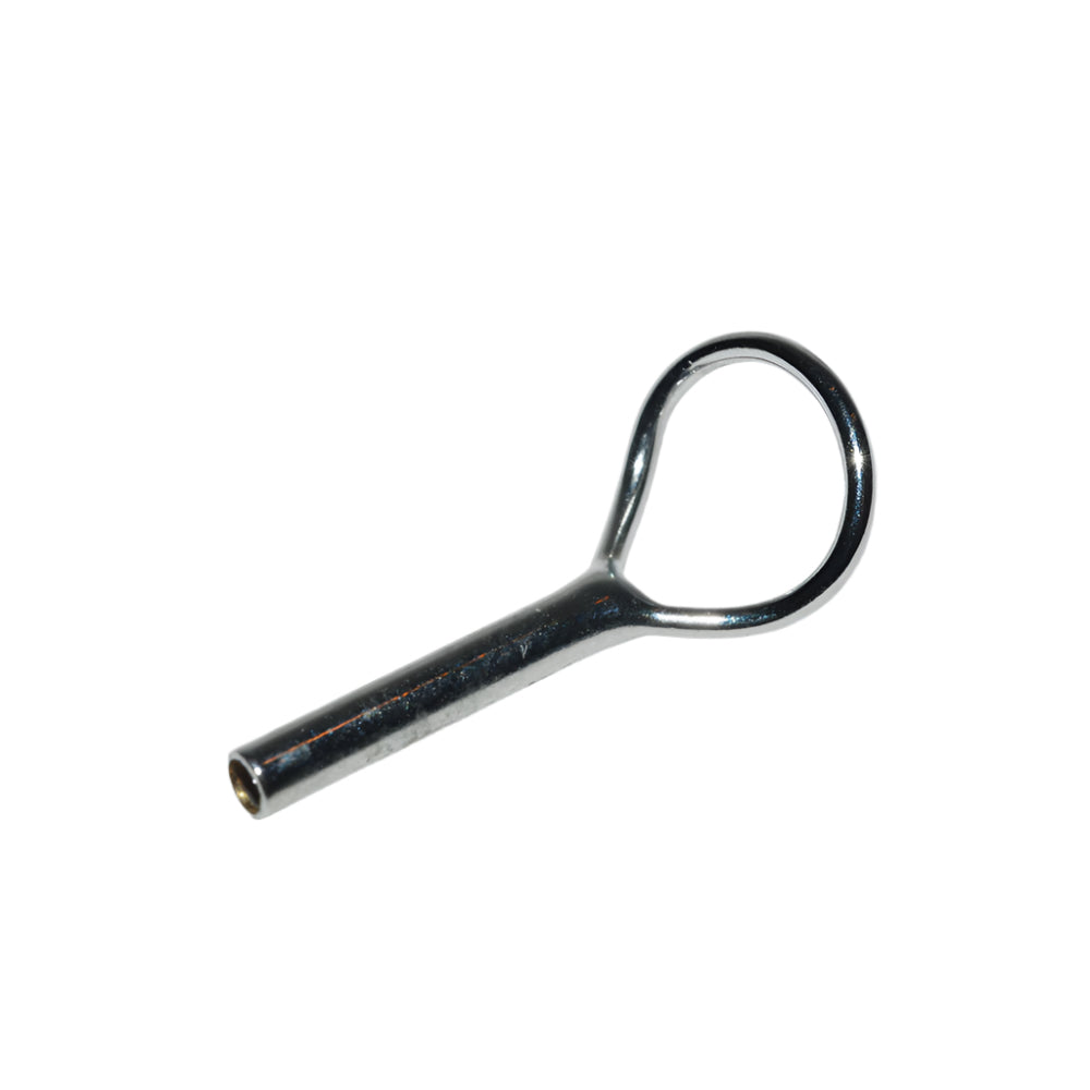 Shown is a chrome tip top for a fly fishing rod