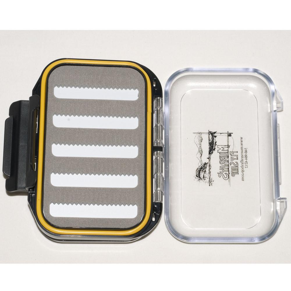 Vest Double Sided Waterproof Box open showing gray colored slit foam for organizing and securely holding flies