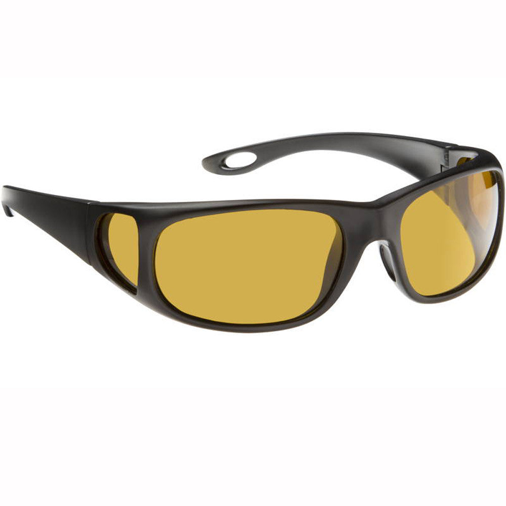Grander Polarized Sunglasses in amber color that is ideal for low light conditions on the stream