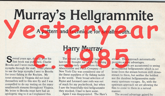Murray's Hellgrammite Article by Harry Murray December 1985 Flyfishing Magazine
