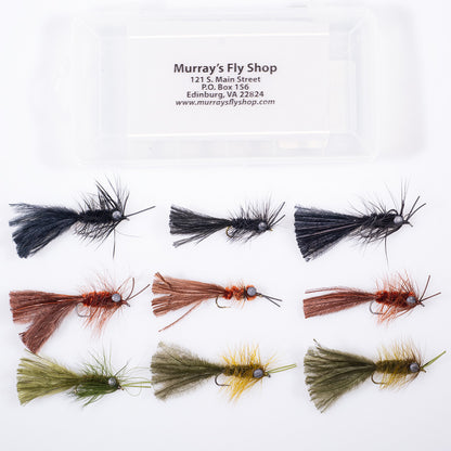 Murray's Heavy Hellgrammite Assortment with 9 proven patterns that attract smallmouth bass from Spring to October