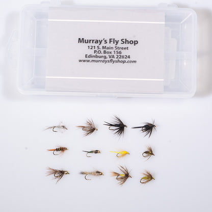 Murray’s Trout Nymph Fly Assortment featuring 12 proven trout nymph fly patterns for Virginia spring and early summer trout streams.