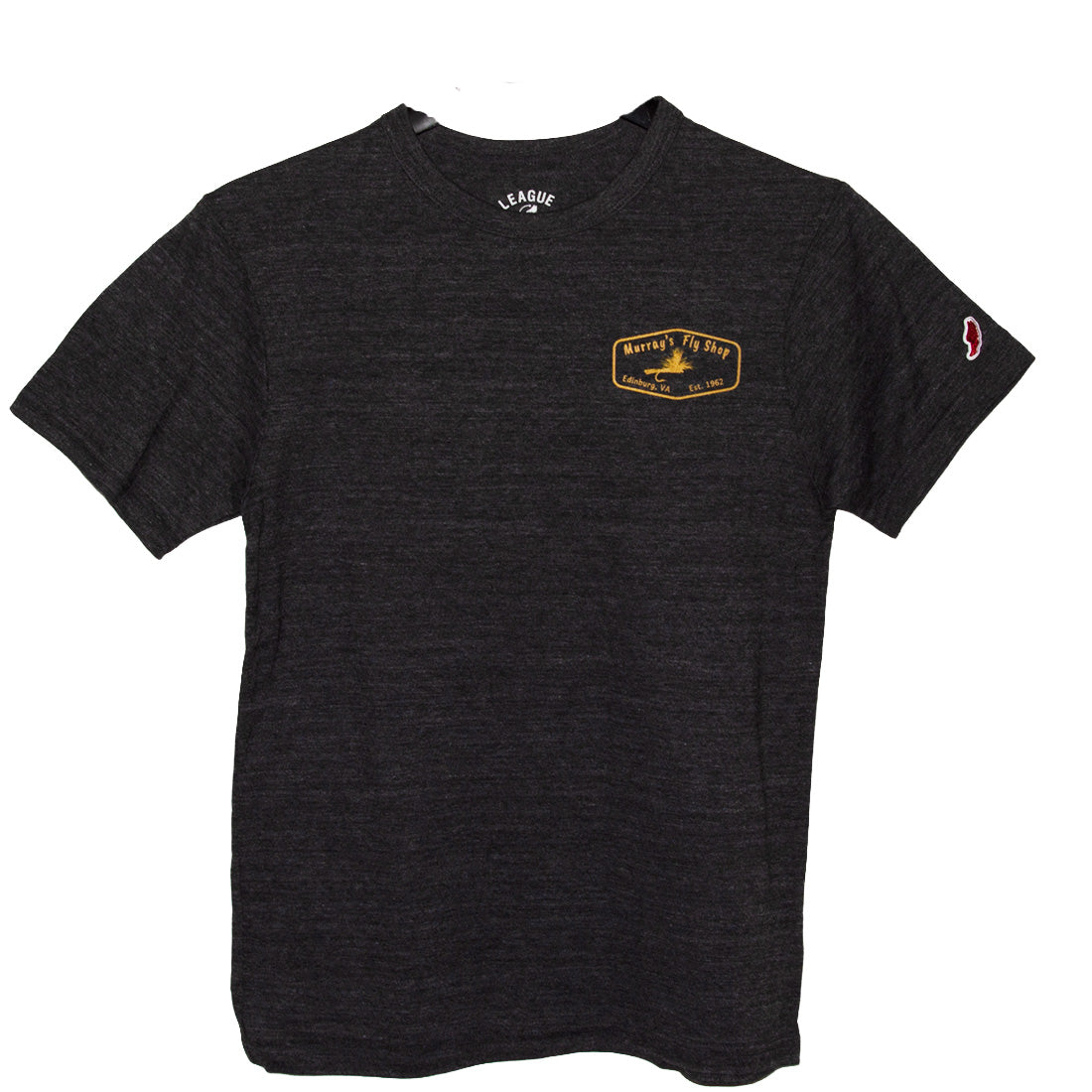 Front view of Murray's Fly Shop Brookie colors T-Shirt in varsity slate
