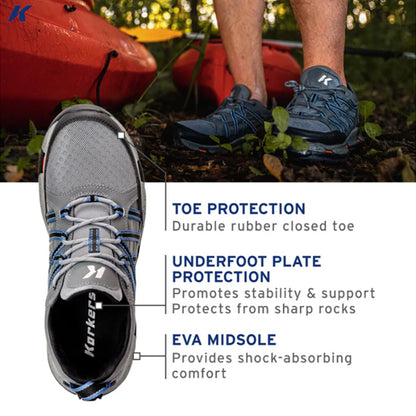 Korker All Axis Shoe specifications - Experience versatility with the Korkers All Axis. Featuring OmniTrax technology, fast-drying hydrophobic materials, and reinforced toe protection. Shop now!