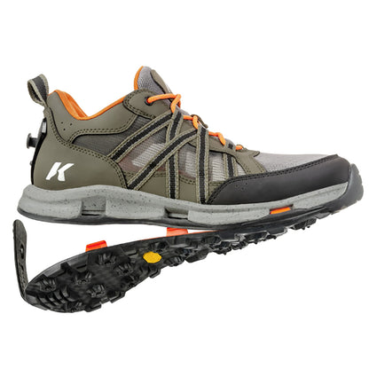 Ditch the heavy boots. The Korkers All Axis Wading Shoe offers breathable mesh, fast drainage, and interchangeable soles for the ultimate summer fishing experience.