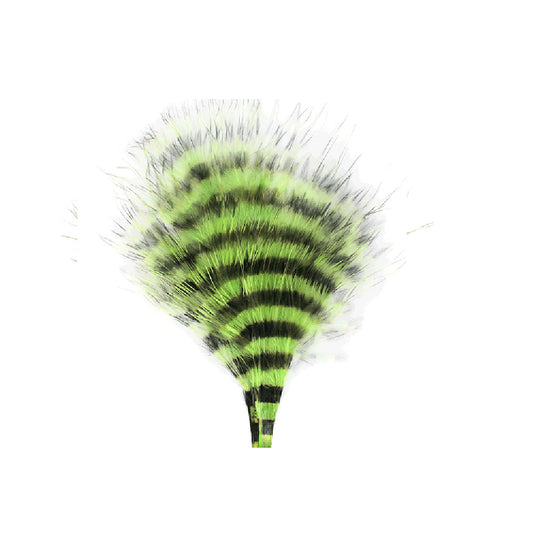 Barred Marabou fly tying feathers in Chartreuse with Black barring, 1/8 oz pack
