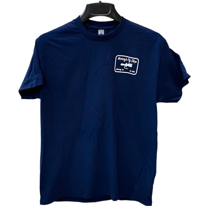 Bass Popper Logo Shirt in Navy Color shown with white logo