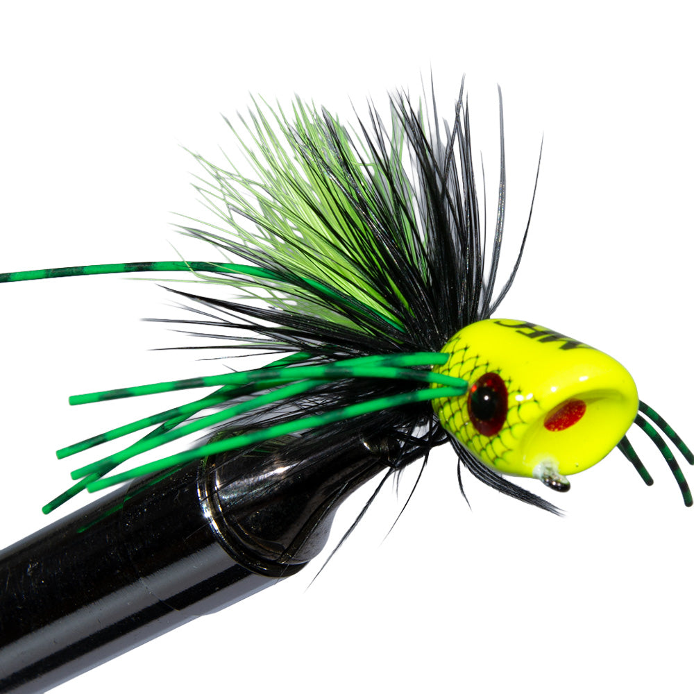 Bombshell Popper in Chartreuse, excellent topwater fly for smallmouth bass