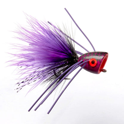 Boss Bug Popper bass popper fly in Purple color, designed for topwater action and violent reaction strikes.