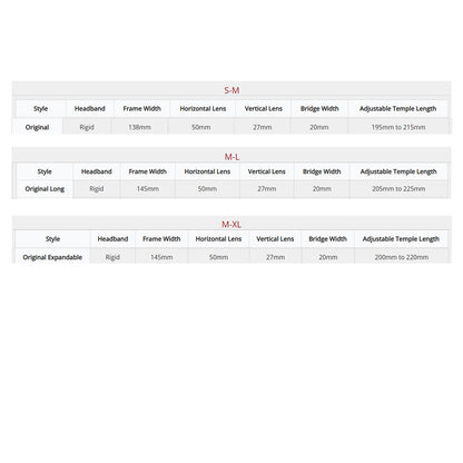 CliC readers size chart