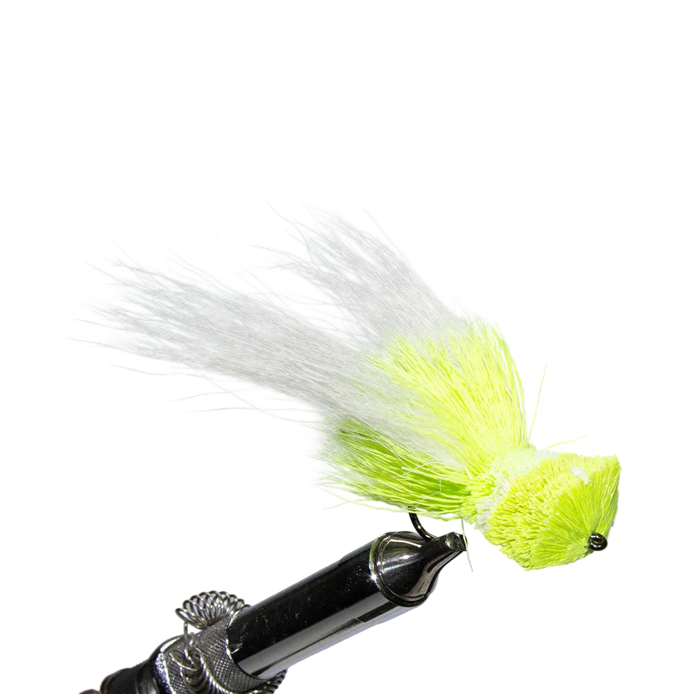 Cook's JJ Deer Hair Bass Bug in Chartreuse/White size 4 is an excellent topwater smallmouth bass fly