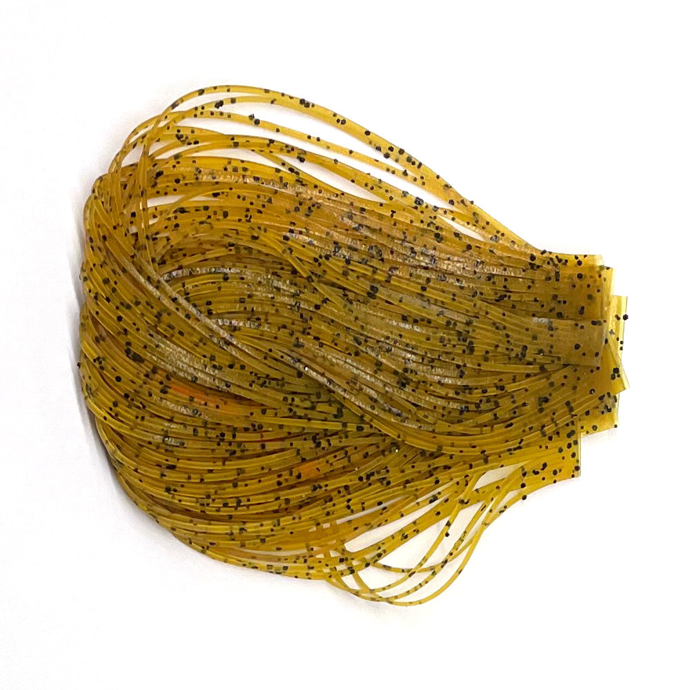 Crazy Legs rubber legs in Amber/Black Flake — knotted rubber legs for trout and bass flies