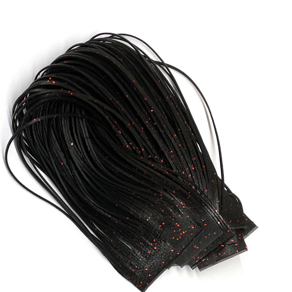Crazy Legs rubber legs in Black/Red Flake — fly tying material for bass poppers and streamers