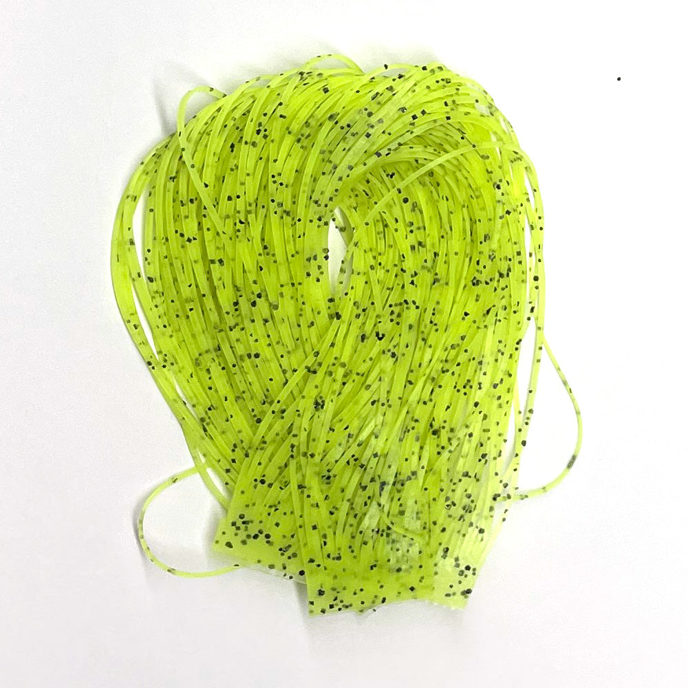 Crazy Legs rubber legs in Chartreuse/Black — knotted legs for bass and trout fly patterns