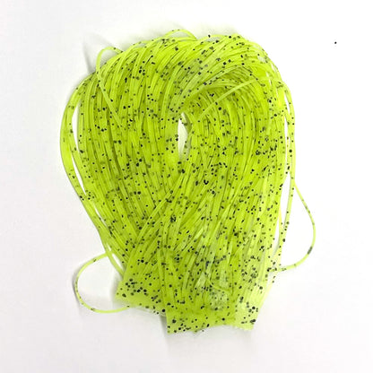 Crazy Legs rubber legs in Chartreuse/Black — knotted legs for bass and trout fly patterns