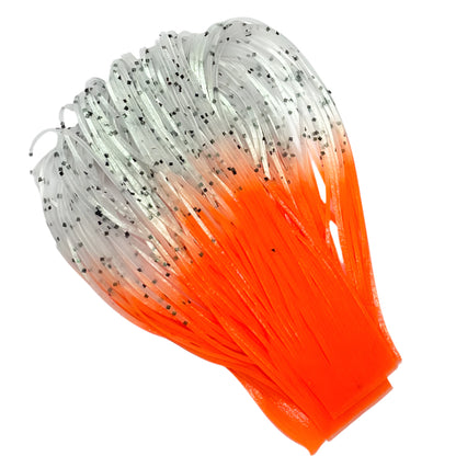 Crazy Legs rubber legs in White Pearl/Fluorescent Orange Tipped — knotted legs for fly tying