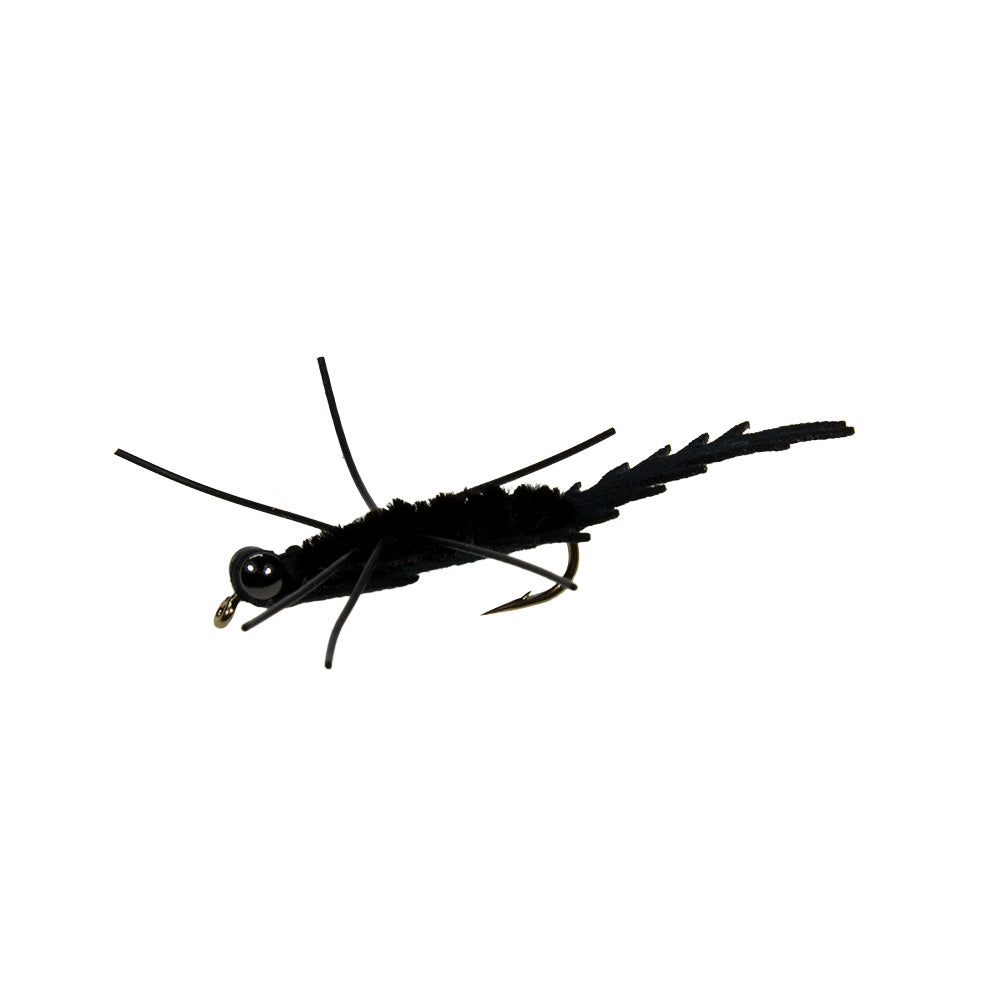 Chuck Kraft's Crittermite fly in black that is outstanding for smallmouth bass, trout and carp.