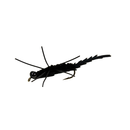 Chuck Kraft's Crittermite fly in black that is outstanding for smallmouth bass, trout and carp.
