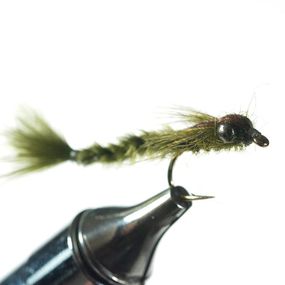 Damsel Olive Nymph for smallmouth bass fly fishing