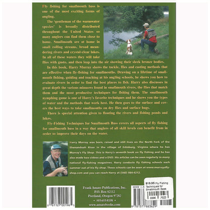Fly Fishing Techniques for Smallmouth Bass Book showing the back cover - Murray's Fly Shop