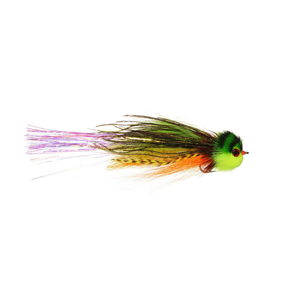 Granato's El Chupacabra streamer fly in Firetiger, size 4/0 – 8-inch big-game fly for Musky, Pike, and Golden Dorado