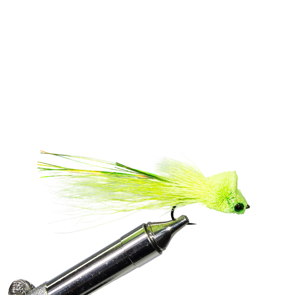 Hathazys Wedge Head Top Water Deer Hair Bass Bug in Chartreuse
