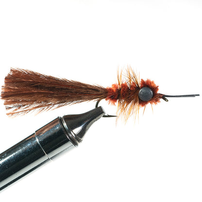 Brown Murray’s Hellgrammite fly, a realistic imitation of the aquatic dobsonfly larvae found in rocky Appalachian riverbeds.