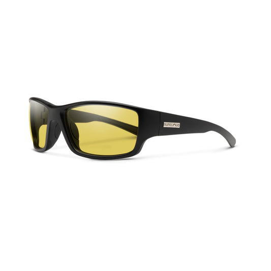 Suncloud Hull Polarized Sunglasses in black with low light yellow lens