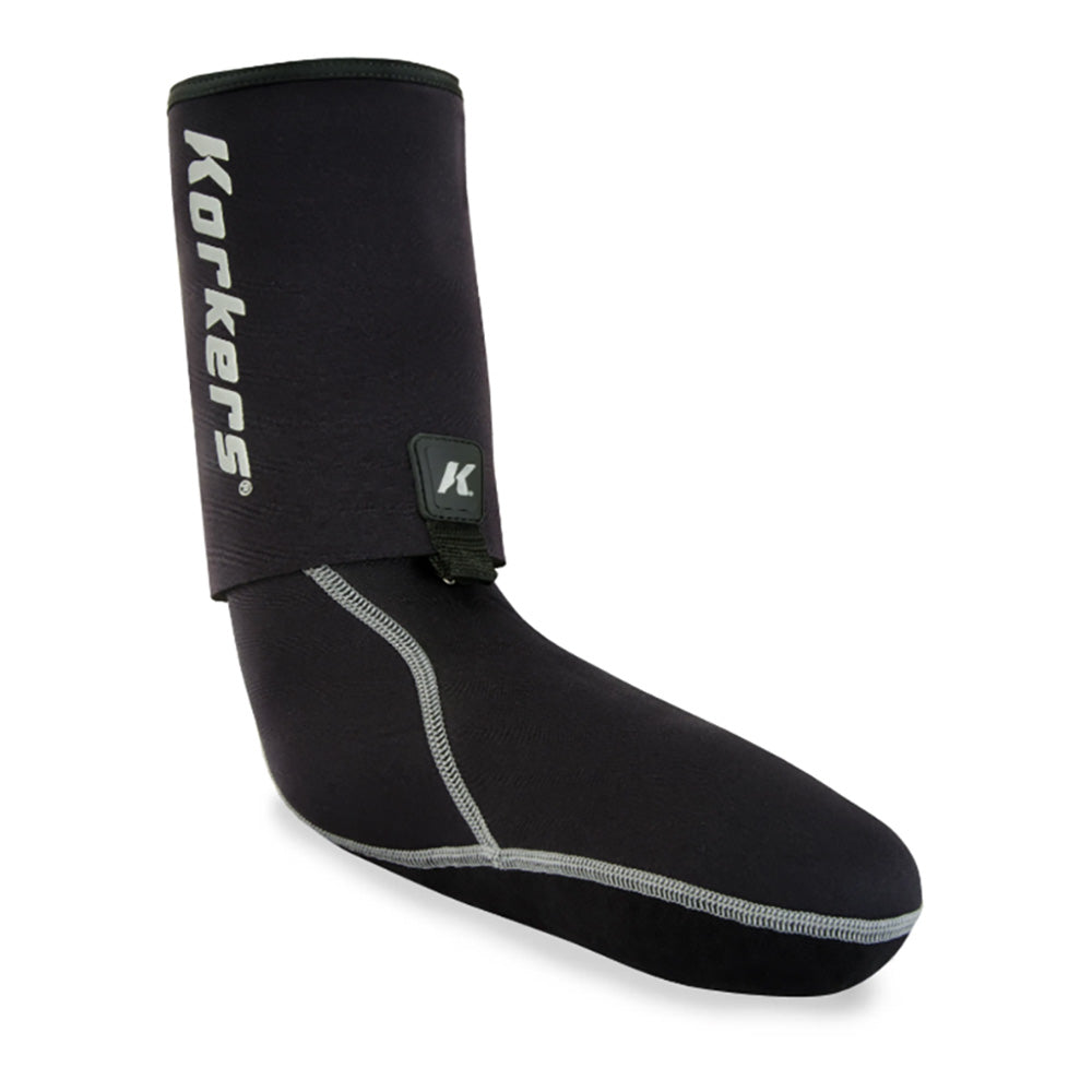 Korkers I-Drain Neoprene Wading Socks with integrated gravel guards.