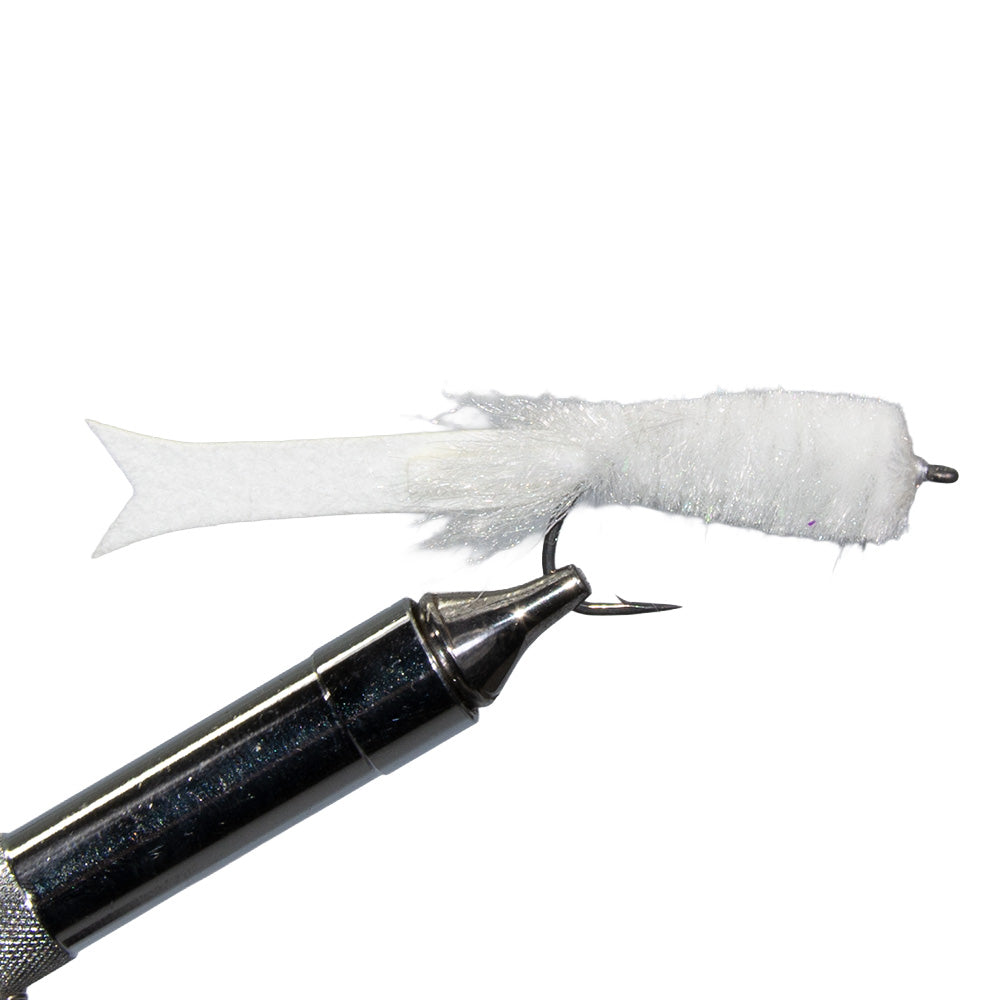 Chuck Kraft Baitfish streamer fly in White color, a high-contrast topwater and deep streamer pattern