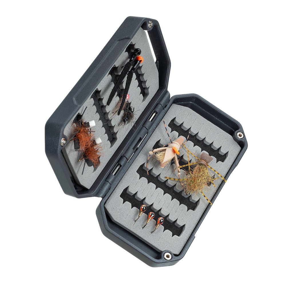 Compact LINK™ HatchVault Magnetic Fly Deck open with flies inside